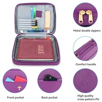 Housse de Bible personnalisée BSCI en cuir PU de luxe, grande taille, pour hommes et femmes, écologique, avec fermeture éclair, durable, organiseur de livres
