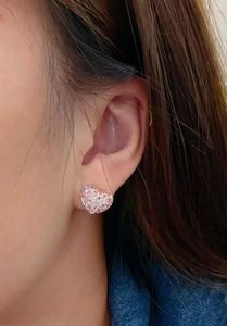 Boucles d'oreilles en or jaune massif 18 carats Xinfly Au750, style cœur, avec saphir rose et diamant, pour cadeau - Product Image 5