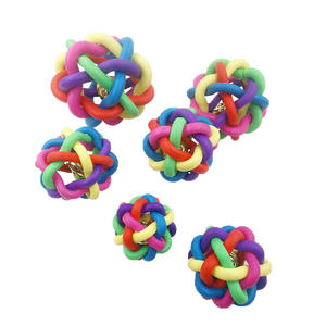 Colorful Woven Ball Within <b>Bell</b> Bite-resistant Pet Toy <b>Dog</b> Cat Rainbow Pet <b>Dog</b> Woven <b>Bell</b> Ball Bite Resistant Toy Rubber - Product Image 6