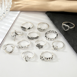 12pcs Simple Silver Plated Classic <b>Moon</b> and Star Wedding Engagement Anniversary Rings for Women Jewelry - Product Image 6