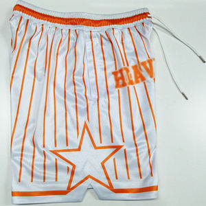 OEM personalizado de fábrica de Vietnam negro naranja retro estilo clásico ropa de calle pantalones cortos de baloncesto - Product Image 5