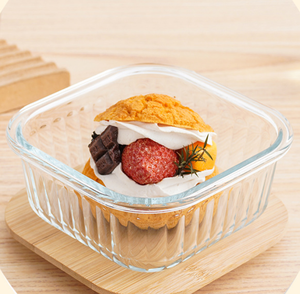 Ciotola Quadrata in Vetro Borosilicato con Coperchio in Bambù, Barattolo Scanalato Resistente al Calore per Organizzazione Cucina e Dispensa - Product Image 6