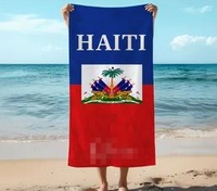Serviette de plage super absorbante avec drapeau haïtien, serviette en microfibre à séchage rapide avec drapeau national haïtien pour les activités de plein air