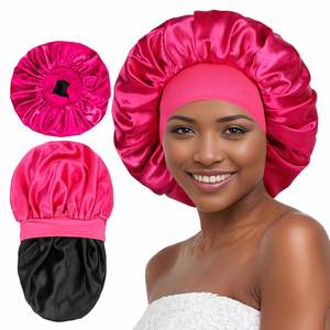 Gorro de Dormir de Satén de Doble Capa, Color Sólido, Ala Ancha, Elástico, para Adultos, para el Cuidado del Cabello y Belleza, para Mujer - Product Image 1