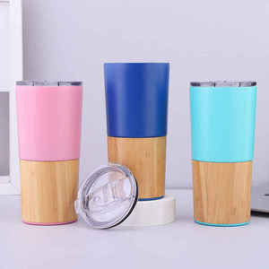 จำหน่ายโดยตรงจากโรงงาน แก้วน้ำสุญญากาศ 20 ออนซ์ สำหรับการค้าต่างประเทศ แก้วน้ำแข็งไส/เบียร์  วัสดุไม้ไผ่  แก้วสแตนเลสสองชั้น - Product Image 3