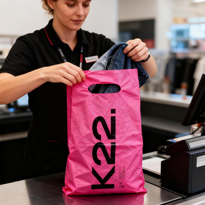 Chất Lượng Tốt Nhựa Mang Theo Túi Mua Sắm Cho Màu Hồng Phân Hủy Sinh Học Xử Lý Nhựa T-Shirt Túi - Product Image 5