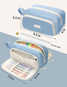 Free Sample Cute Pencil Case, Aesthetic <b>Pen</b> Pouch with 3 Compartments, Kawaii <b>Colored</b> Large Pencil Bag with Zipper, Stationery - Product Image 4