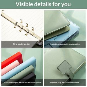 Exquisito Cuaderno A5 Personalizado al por Mayor, Tapa Dura de Cuero PU, Hojas Sueltas, Encuadernación Metálica, Cierre Magnético, 100 Hojas - Product Image 4