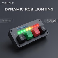 Mini Teclado Personalizado TISHRIC AI de 4 Teclas RGB, Teclado Macro con Entrada de Voz, Teclado Macro USB con Cable para Juegos, Trabajo, Transacciones, Laptop, PC