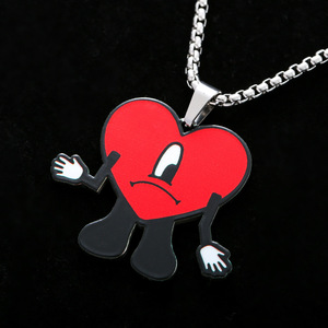 BINSHUO gioielli personalizzati in acciaio inossidabile all'ingrosso personalizzati collana con ciondolo a forma di cuore con stampa colorata Unisex - Product Image 2