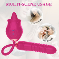 Rose Flower Shape Licking Sucking Toys, Thrusting Dildo