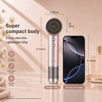 Sèche-cheveux portable mini compact haute vitesse avec écran LCD élégant, soin ionique, moteur BLDC 110000 tr/min et capteur tactile avec poignée