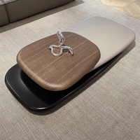 Table basse pivotante en bois de noyer, design moderne de luxe en forme de galet, trois niveaux, en MDF, pour salon