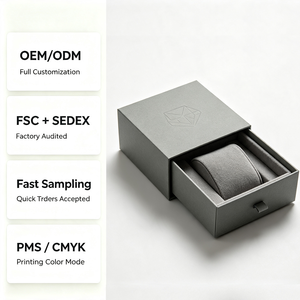 กล่องใส่นาฬิกาแบบลิ้นชักสั่งทำพิเศษสำหรับ OEM พร้อมโลโก้ปั๊มนูนและแผ่นกำมะหยี่ - บรรจุภัณฑ์หรูหราทำจากกระดาษแข็งรีไซเคิลได้สำหรับแบรนด์นาฬิกา - Product Image 2
