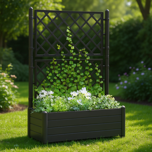 Jardinière avec treillis 39,4x16,9x55,9 pouces, pots à fleurs en PP pour jardin, design moderne - Product Image 2