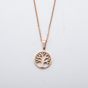 PVD Gold Plated Stainless Steel <b>Tree</b> of Life <b>Necklace</b> for Women | Rose Gold Lucky <b>Tree</b> Pendant - Product Image 3