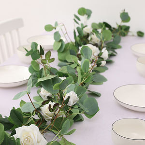 Decorazione di cerimonia nuziale Artificiale di Seta Del Faux di Foglie di Eucalipto Ghirlanda Del Fiore della Rosa <span class=keywords><strong>Runner</strong></span> - Product Image 4