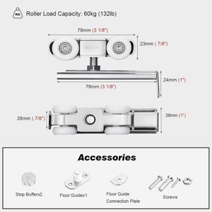 Kit de porte coulissante WEKIS en aluminium noir durable, fermeture douce, montage au plafond, pour salon, chambre, cuisine, rangement extérieur - Product Image 3