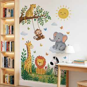 Autocollant mural animaux <span class=keywords><strong>de</strong></span> <span class=keywords><strong>la</strong></span> jungle, <span class=keywords><strong>décoration</strong></span> éducative pour enfants, autocollant amovible en PVC imperméable pour salle <span class=keywords><strong>de</strong></span> <span class=keywords><strong>classe</strong></span>, crèche, salle <span class=keywords><strong>de</strong></span> jeux - Product Image 4