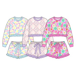 Conjuntos de Ropa para Niños al por Mayor, Conjunto de Shorts con Volantes de Conejito de Pascua para Niñas, Ropa a Juego para Niños - Product Image 4