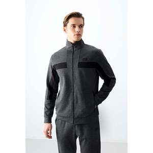 Ensemble de survêtement pour homme en tissu texturé anthracite mélangé, coupe standard, brodé - 85248 - A.melange/a.melange - Product Image 5
