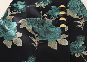 <span class=keywords><strong>Jupe</strong></span> de robe de cocktail vintage élégante pour femmes luxe imprimé grande fleur fermeture à glissière invisible taille haute pour les cérémonies spéciales - Product Image 4