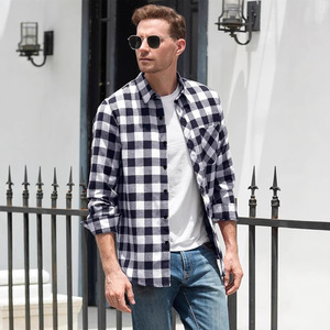 Para <span class=keywords><strong>Amazon</strong></span>, camisa de franela informal de <span class=keywords><strong>manga</strong></span> <span class=keywords><strong>larga</strong></span> para <span class=keywords><strong>hombre</strong></span>, a cuadros cepillados, superventas, estilo transfronterizo, cierre de un solo pecho para - Product Image 3