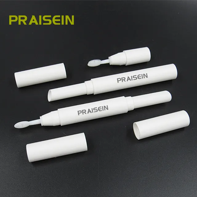 Praisein卸売カスタムプラスチック眉毛スタイリングクリームチューブ、ブラシ付き、2 in1白い丸い眉毛クリーム包装チューブ
