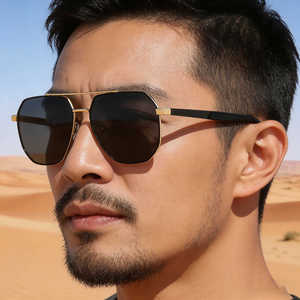 Lunettes de soleil carrées pour hommes Ks-3975, monture noire, verres TAC, protection UV400, pour la conduite en extérieur. - Product Image 5