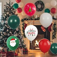 Paquete de 30 Globos Navideños de 12 Pulgadas, Impresos en Verde, Rojo y Blanco, con Texto de Feliz Navidad, Diseño de Árbol y Santa Claus, para Decoración de Fiestas