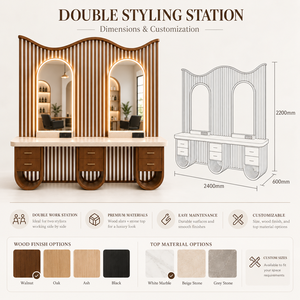 Meubles de salon de coiffure sur mesure, présentoirs, comptoirs de réception, miroirs muraux pour l'aménagement complet de la boutique - Product Image 3