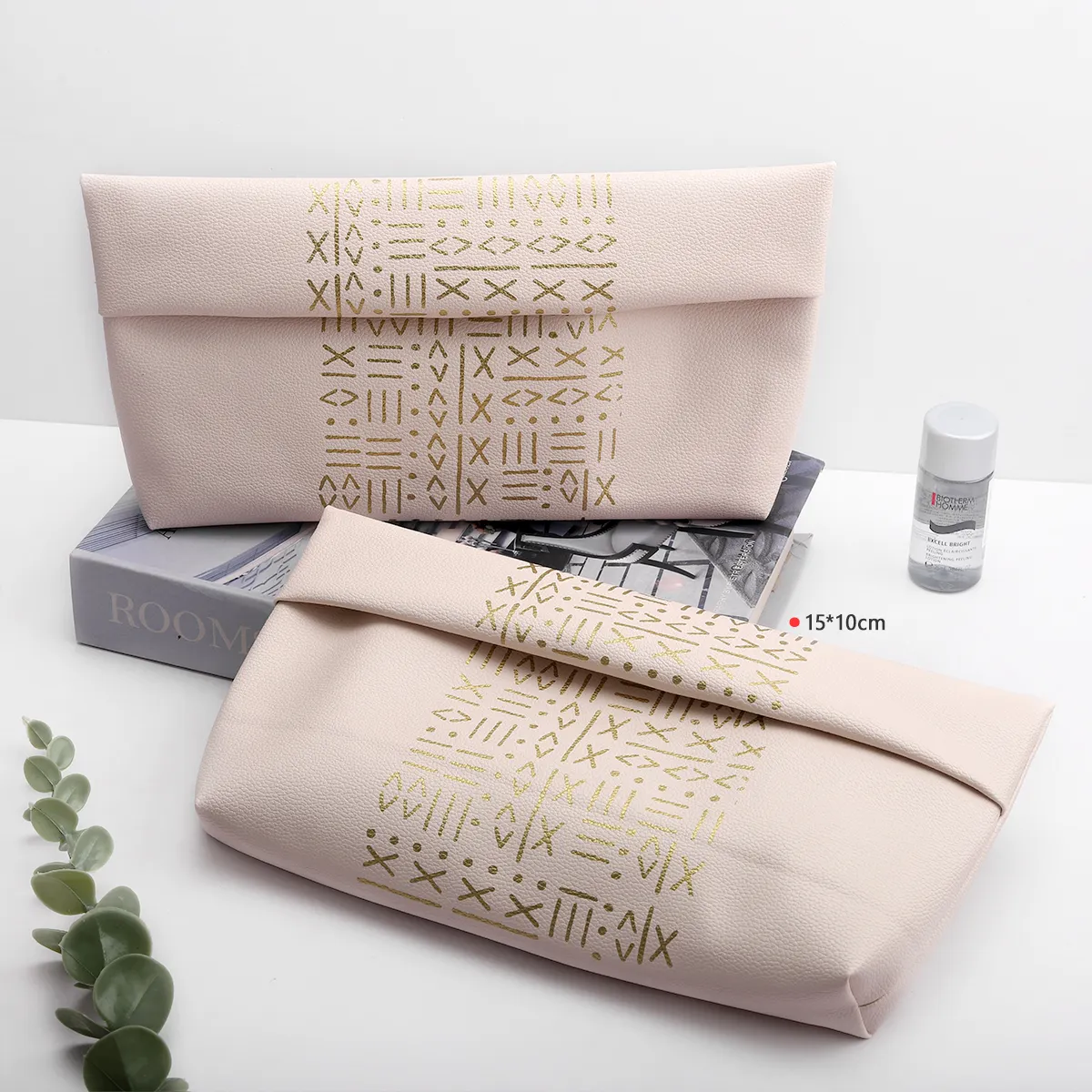 Bolsa de cuero de sobre de polvo cosmético impermeable personalizada de lujo con logotipo bolsa de joyería de regalo ecológica