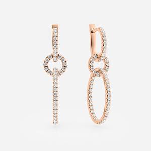 Nouvelles boucles d'oreilles pendantes en or 14 carats avec diamants, design moderne à maillons ovales, best-seller - Product Image 3