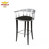 SPARKLE Tabouret de bar noir haut de gamme personnalisé tissu en cuir de villa de luxe moderne avec laiton pour meubles de maison
