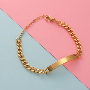 Hot Selling Fashion Bending Bracelet Custom Engraved logo <b>Name</b> Blank bar Cuban <b>Chain</b> Stainless Steel Bracelet - Product Image 6