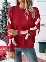 Nouvelle mode de pulls à capuche à manches longues avec nœud pour femmes automne hiver couleur unie pulls de noël à capuche
