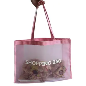 49x34x15cm Model SB-1 pink tote bag net shopping bag mesh shopping bag