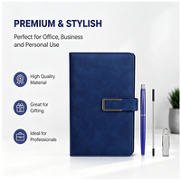 Set de Regalo Empresarial de Lujo, Cuaderno de PU con Logotipo Personalizado, Bolígrafo, Memoria USB, Set de Regalo Promocional para Clientes Empresariales