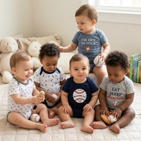 Combinaisons d'été à manches courtes pour bébé, lot de 5, imprimés mignons, pour garçons et filles, vente en gros