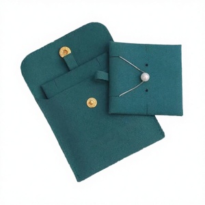 Dark Green Jewelry Pouch with Insert <b>Pad</b> Eco-luxe Microfiber Jewelry Pouch 8*8cm with Insert <b>Pad</b> (<b>envelope</b> Flap Style) - Product Image 4