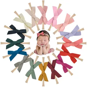 カスタム手作り卸売新生児幼児ヘアアクセサリー超ソフトフェルト女の赤ちゃんヘッドバンドと弓