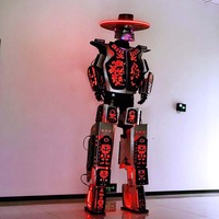 Costume de robot LED avec EVA à motifs, tenue de mascotte à lumière RGB réglable pour spectacle commercial ou événementiel