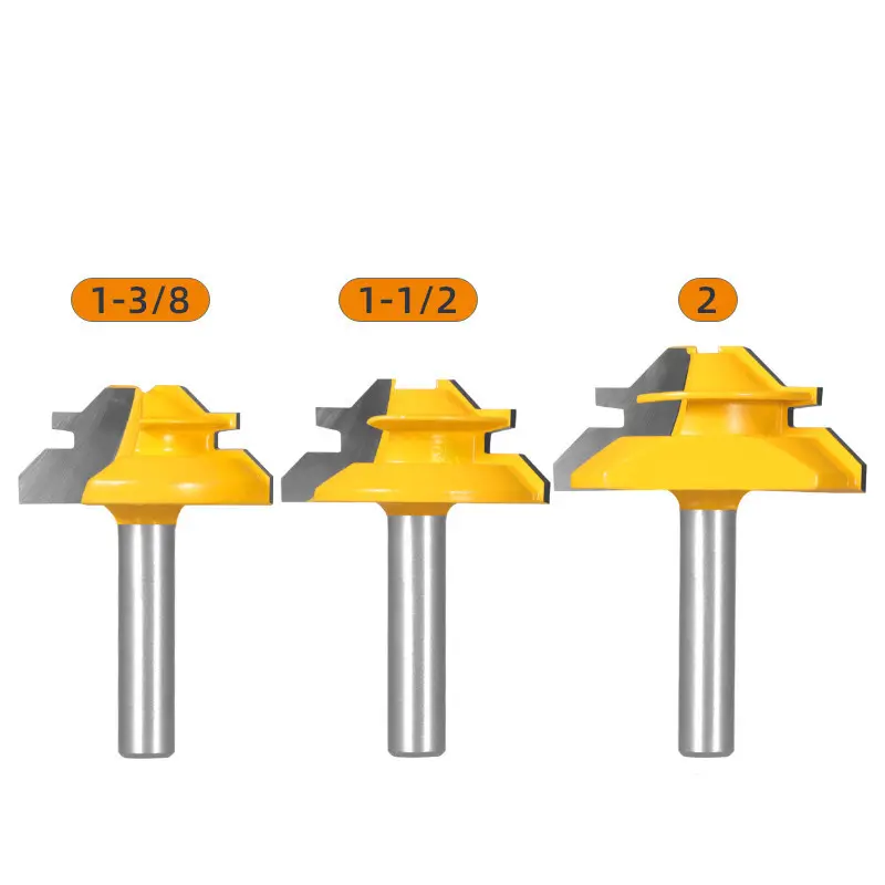 Factory Direct Sales Router Bit 8mm Shank 45 Degree Lock Miter Router Bit Set Professional Wood Cutting Tools