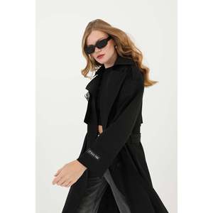 It'Ssh You - Gabardina Negra para Mujer, Manga Larga, Tejida, Elegante, Cómoda para Otoño - Product Image 3