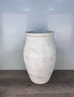 Offres de vente directe d'usine : Pots de fleurs en argile de magnésium texturée vintage haut de gamme, de grand diamètre et en forme de réservoir, pour le salon