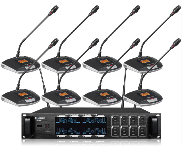 UHF Wireless Microphone S-800 1 for 8 Desktop Handheld Gooseneck Professional Conference Microphone