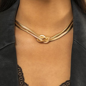 <strong>Metal</strong> Neck Clavicle Chain Gift Punk Multilayer Flat Snake Chain Necklaces Short Choker <strong>Collar</strong> - Product Image 2