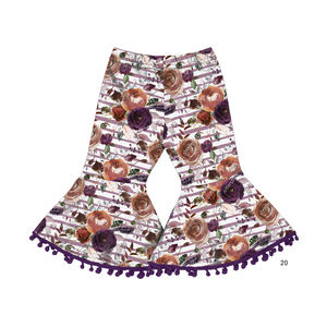 Pantalones de Campana para Bebés y Niñas Pequeñas con Pompones, Pantalones de Flores con Vuelo para Niñas Pequeñas - Product Image 3