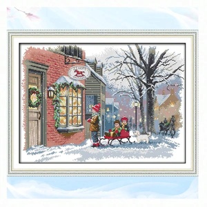 Kit de broderie au point de croix, série de Noël, paysage, vœux de Noël, salon, broderie à la main, peinture décorative, cadeau - Product Image 2