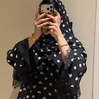 Nouvel ensemble Abaya à pois, cardigan long ouvert sur le devant avec hijab, tenue ample et modeste pour femmes musulmanes